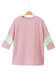 Ribbed knit top - quarter sleeve light pink color block - tops & tees