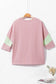 Ribbed knit top - quarter sleeve light pink color block - tops & tees