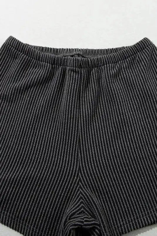 Ribbed Loose Fit Tee and Shorts Set - Fashionfitz