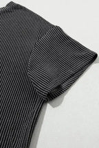 Ribbed Loose Fit Tee and Shorts Set - Fashionfitz