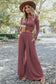 Ribbed outfit set - crop top palazzo pants - sets