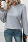 Ribbed puff sleeve top - gray / s / 95% polyester + 5% elastane - long tops