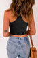 Black ribbed mineral wash racerback cropped tank top - tops