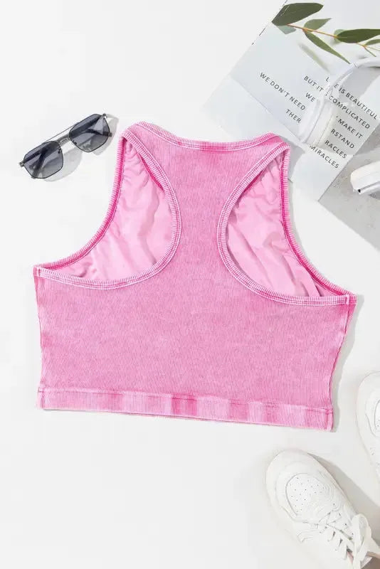 Ribbed Racerback Cropped Tank Top - Fashionfitz