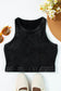 Black ribbed mineral wash racerback cropped tank top - tops