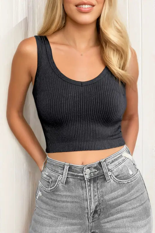 Ribbed seamless cropped tank top - crop tops