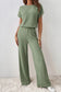 Ribbed short sleeve wide leg jumpsuit - bottoms/jumpsuits & rompers