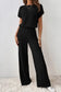 Ribbed short sleeve wide leg jumpsuit - bottoms/jumpsuits & rompers