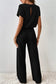 Ribbed short sleeve wide leg jumpsuit - bottoms/jumpsuits & rompers