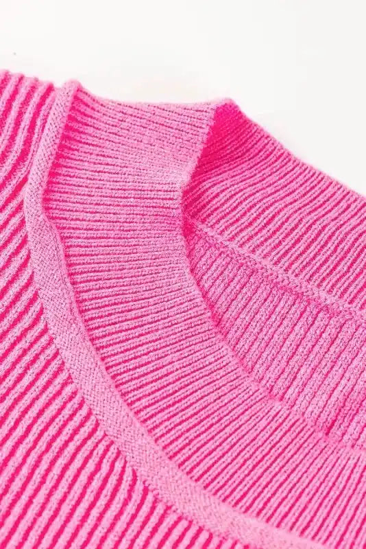 Ribbed Trim Drop Shoulder Baggy Sweater - Fashionfitz