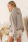 Gray ribbed trim kangaroo pocket zipped hoodie - sweatshirts & hoodies