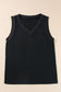 Black ribbed v neck tank top - tops