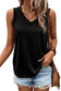 Black ribbed v neck tank top - tops