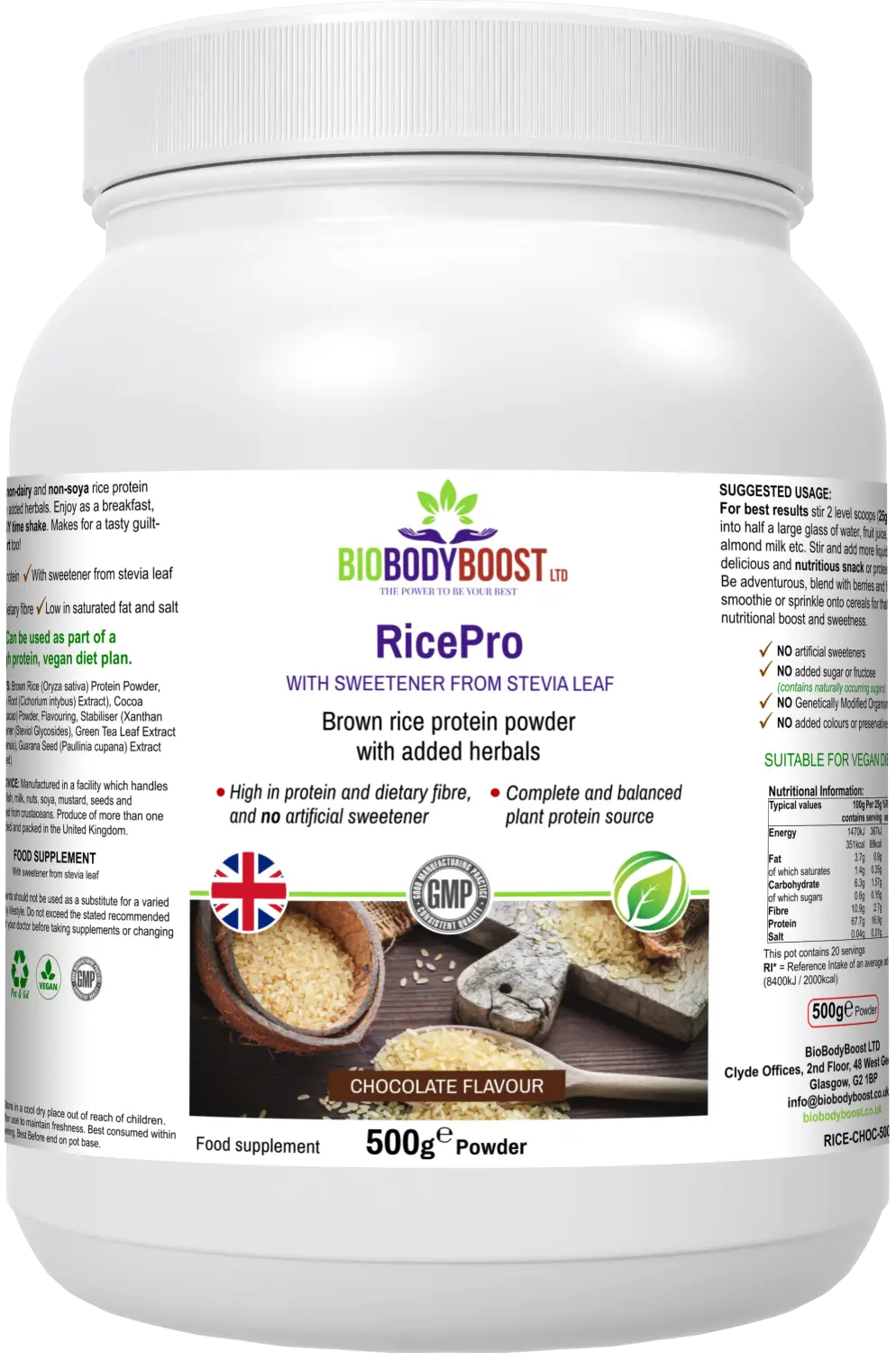 Ricepro rice protein powder blend - nutrition drinks &