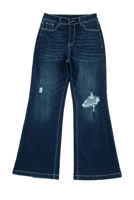 Ripped Bell Bottom Jeans - Fashionfitz