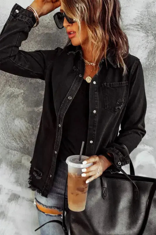 Ripped Denim Jacket - Fashionfitz