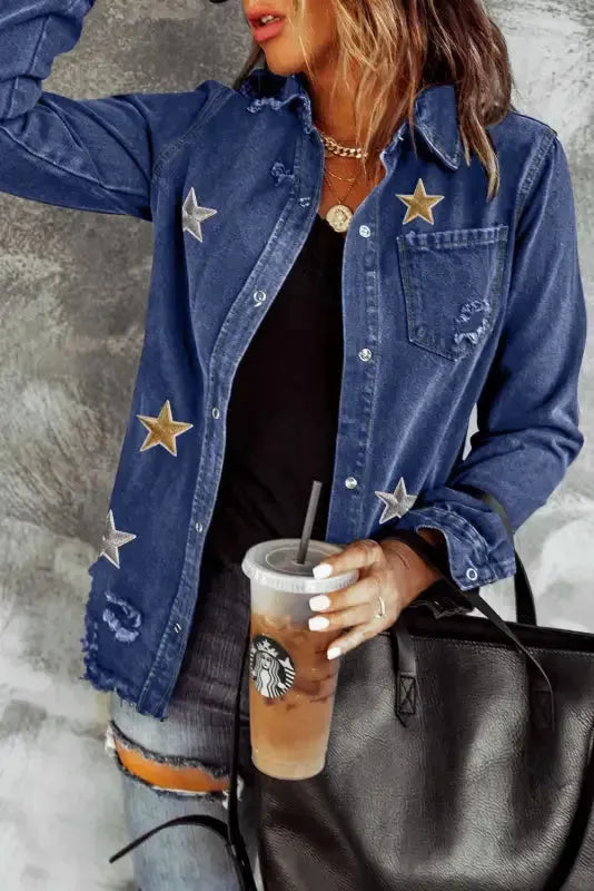 Ripped Denim Jacket - Fashionfitz