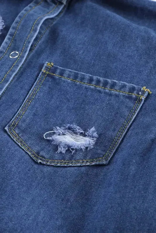 Ripped Denim Jacket - Fashionfitz