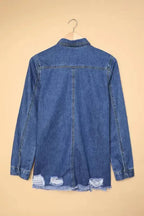 Ripped Denim Jacket - Fashionfitz
