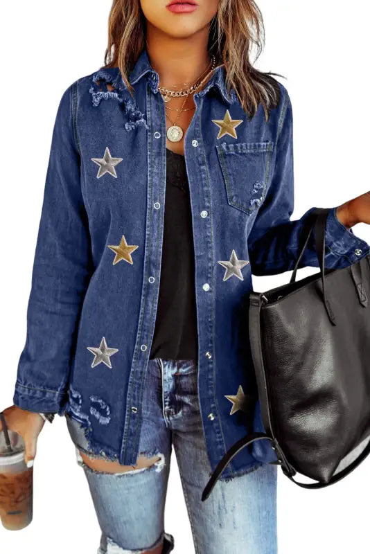 Ripped denim jacket - jackets