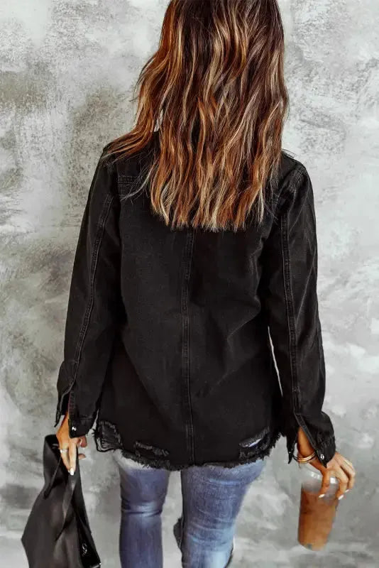 Ripped Denim Jacket - Fashionfitz