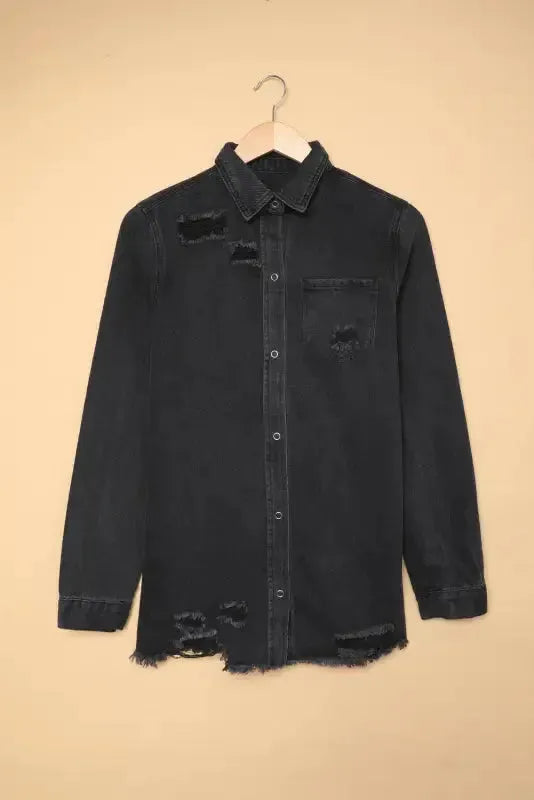 Ripped Denim Jacket - Fashionfitz