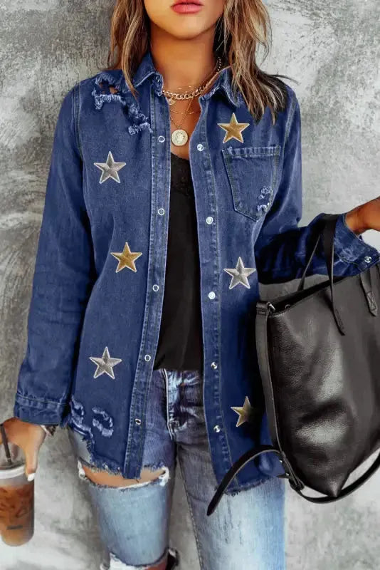 Ripped Denim Jacket - Fashionfitz