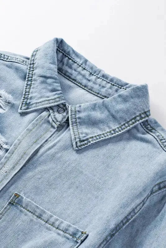 Ripped Denim Jacket - Fashionfitz