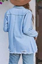 Ripped Denim Jacket - Fashionfitz