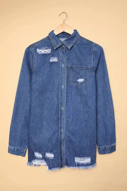 Ripped Denim Jacket - Fashionfitz