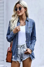 Ripped Denim Jacket - Fashionfitz