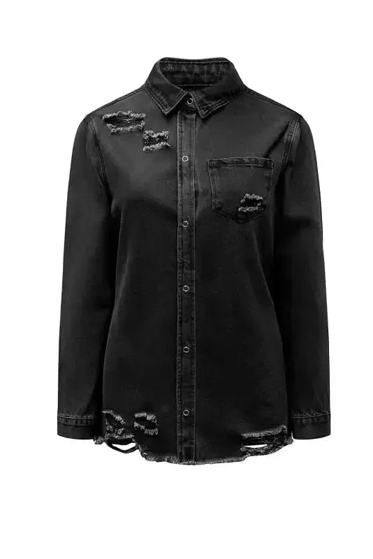 Ripped Denim Jacket - Fashionfitz