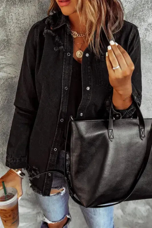 Ripped Denim Jacket - Fashionfitz