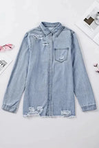 Ripped Denim Jacket - Fashionfitz