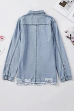 Ripped Denim Jacket - Fashionfitz