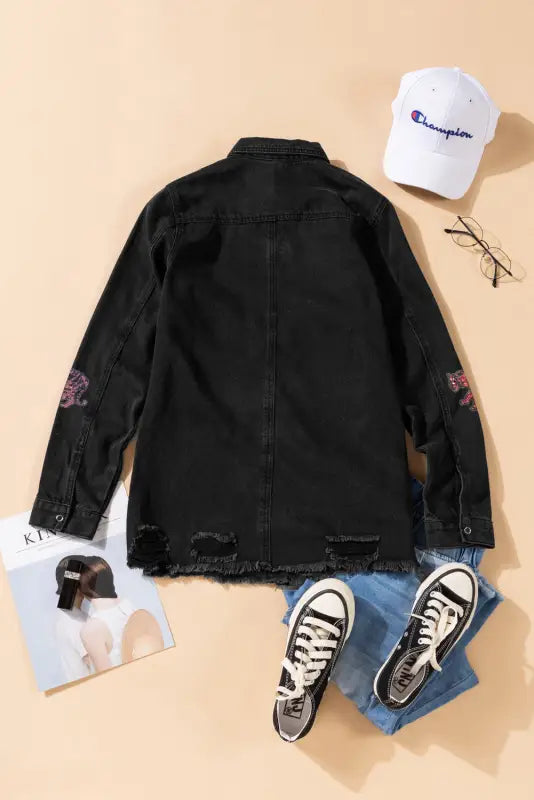 Ripped denim jacket - jackets