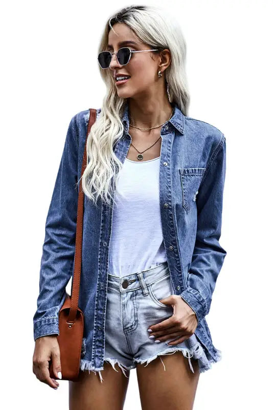 Ripped denim jacket - jackets