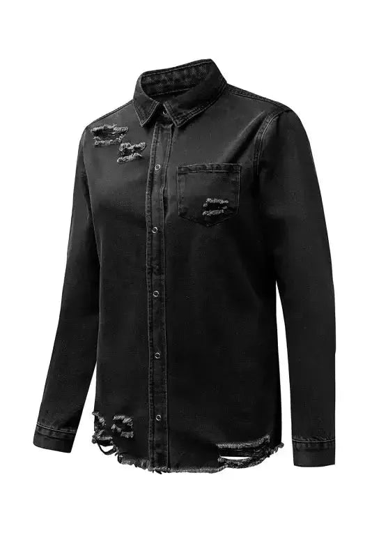 Ripped Denim Jacket - Fashionfitz