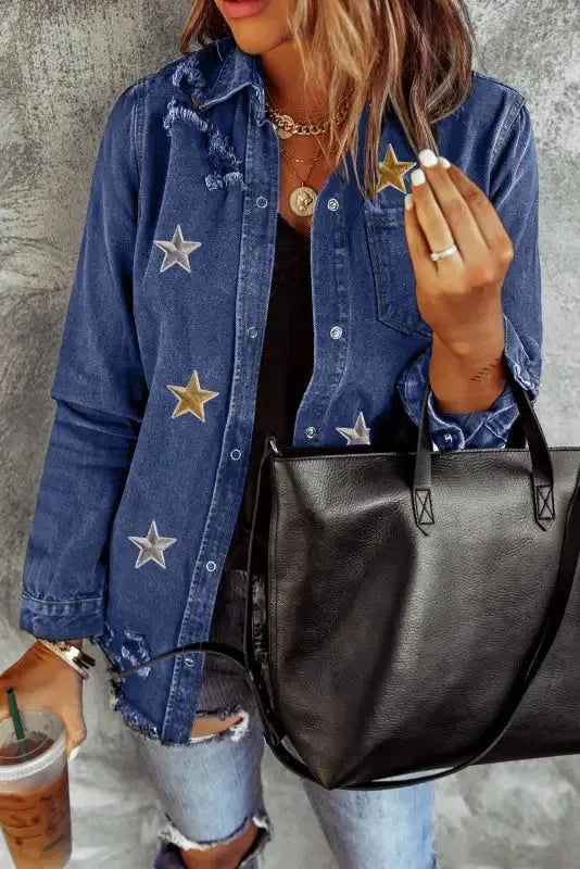 Ripped Denim Jacket - Fashionfitz