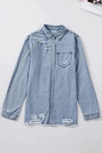 Ripped Denim Jacket - Fashionfitz