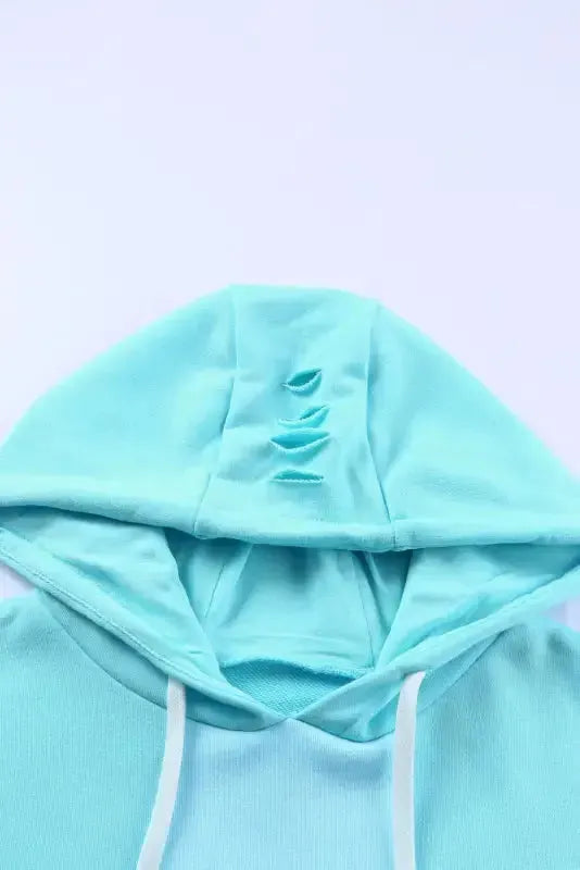 Ripped Hooded Sweatshirt - Kangaroo Pocket - Fashionfitz