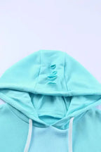 Ripped Hooded Sweatshirt - Kangaroo Pocket - Fashionfitz