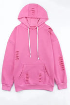 Ripped Hooded Sweatshirt - Kangaroo Pocket - Fashionfitz