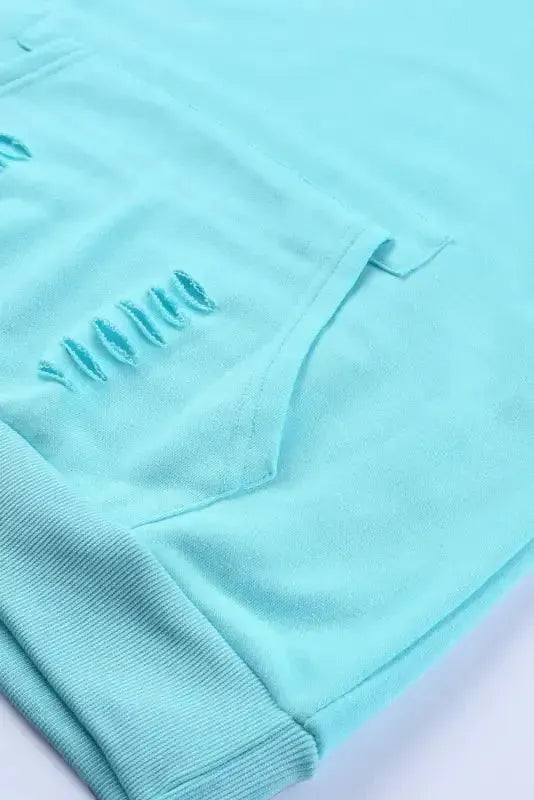 Ripped Hooded Sweatshirt - Kangaroo Pocket - Fashionfitz