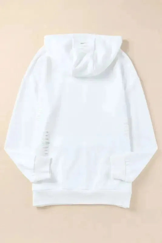 Ripped Hooded Sweatshirt - Kangaroo Pocket - Fashionfitz