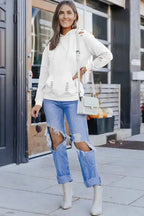 Ripped Hooded Sweatshirt - Kangaroo Pocket - Fashionfitz