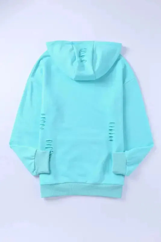 Ripped Hooded Sweatshirt - Kangaroo Pocket - Fashionfitz