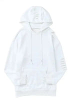 Ripped Hooded Sweatshirt - Kangaroo Pocket - Fashionfitz