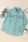 Mist green frayed trim riveted denim jacket - jackets