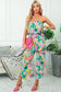 Riviera jumpsuit - green mix tropical print strapless ruffled - bottoms/jumpsuits & rompers